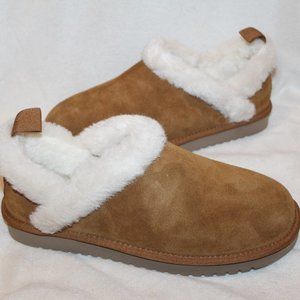 NIB UGG KOOLABURRA CHESTNUT SUEDE SLIP ON‎ FUR LINED SLIPPERS SHOES